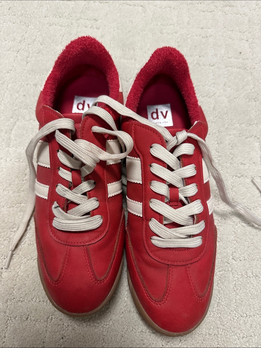 Dolce Vita red and cream lace-up sneaker